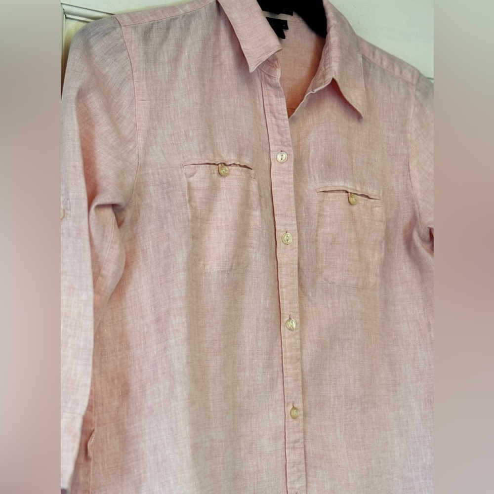 Ralph Lauren Light Pink Linen-Blend Button-Down Shirt - Picture 3 of 6